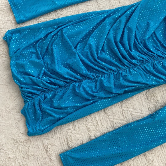 Brand new Mach and Mach blue ruched sequin sparkling mini dress - Picture 3 of 6